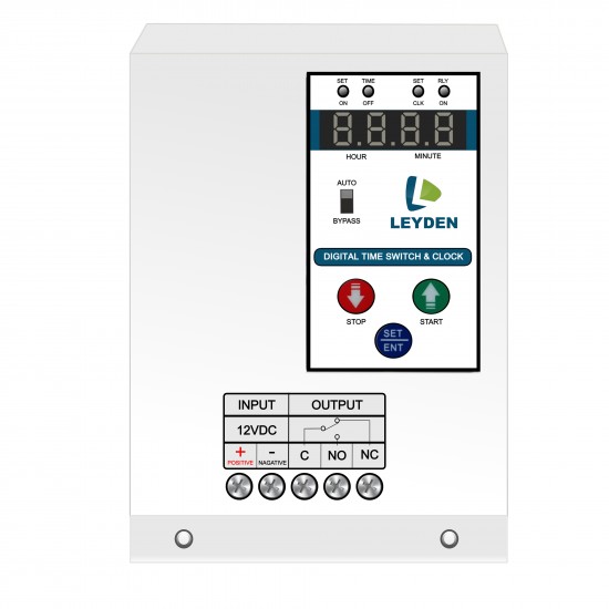 LEYDEN® 12 Volt DC, 15A, TM-CLK-12VDC NO/NC 24 Hour Real Clock Timer Switch, 50 ON/Off Per Day & Cyclic Function Up to 9999 Second Programmable Electronic Timer Switch (1- Year Warranty)