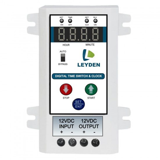 LEYDEN® 12 Volt DC, 15A, TM-CLK-12VDC 24 Hour Real Clock Timer Switch, 50 ON/Off Per Day & Cyclic Function Up to 9999 Second Programmable Electronic Timer Switch (1- Year Warranty)