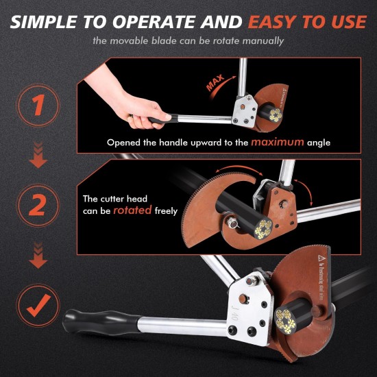 LEYDEN® J40 Heavy Duty Aluminum Copper Ratchet Cable Cutters up to 300mm² Single Core Wire or Ø30mm Armoured Cu/Al Cable Cutter (J40)