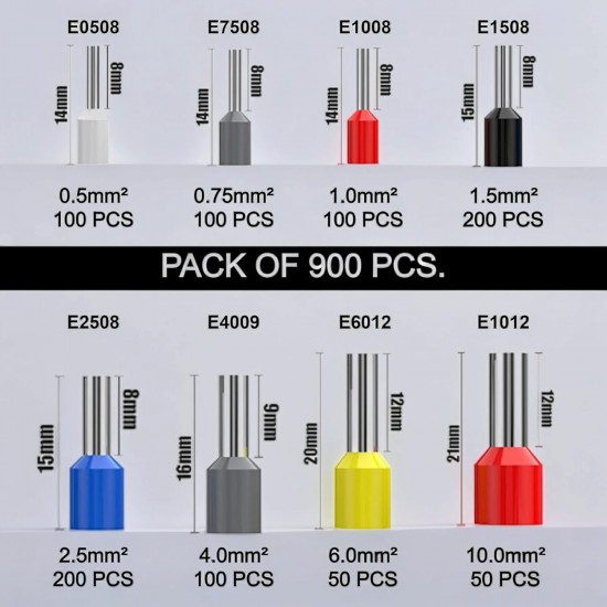 LEYDEN®  Wire Ferrules Terminals Kit,  Wire Insulated Cord Pin Ends Terminals for Electric, Industrial, Chemical Industry