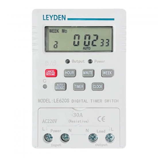 LEYDEN® LE620S 220VAC, Time Control Switch 18 Programs Per Day & Cyclic Function Switch for Industrial and Others