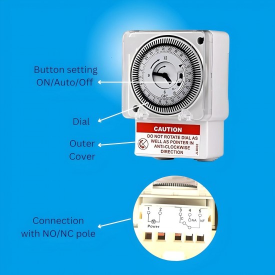 LEYDEN® SL-189 230VAC Analog Quartz Timer SwitchDIN Rail Mounted Timer Switch Dial Type