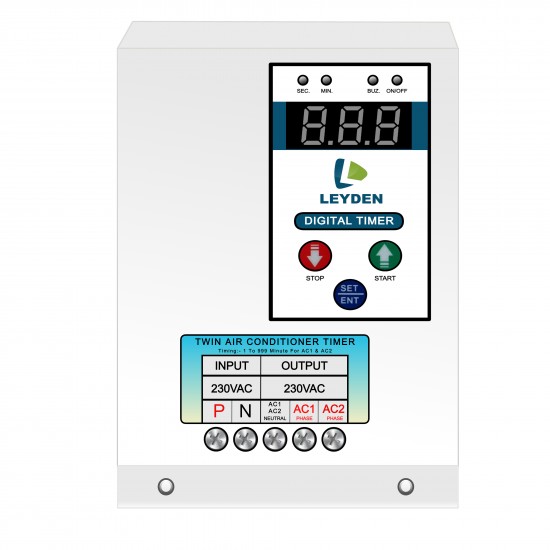 LEYDEN® TM-DAT 30A, 220VAC, 1-999 Minutes On Off Digital Timer Switch For Dual AC Timer Switch for 2 AC (Air Conditioner)