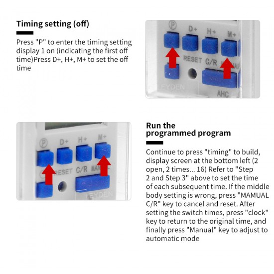 LEYDEN® AHC30A, 220VAC Din Rail Digital Timer Switch Electrical On Off, 18 ON-Off Program/Day, Auto Off - Countdown & Bell Function Programmable Electronic Timer Switch