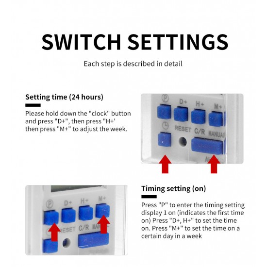 LEYDEN® AHC30A, 220VAC Din Rail Digital Timer Switch Electrical On Off, 18 ON-Off Program/Day, Auto Off - Countdown & Bell Function Programmable Electronic Timer Switch