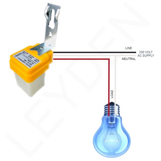 LEYDEN® AS-10 230 Volt AC, 10A Auto Day Night ON/Off Switch, Photocell LDR Sensor Switch for Street Light, Lamps, Etc. Water Proof Lighting Switch Electrical Switch