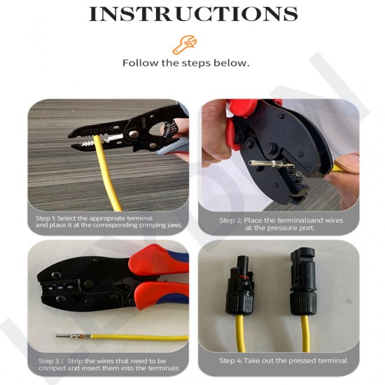 LEYDEN® LY-2546B 2.5-6.0mm², AWG26-10 Self Adjusting MC4 Connector Crimping Tool For Solar Panel Manual Crimper (LY-2546B)