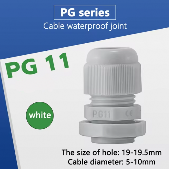 LEYDEN® PG11 Plastic Adjustable IP68 Waterproof Polyamide Cable Glands Plastic Nylon Adjustable Wire Gland White (100Pcs)