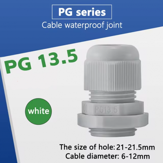 LEYDEN® PG13.5 Plastic Adjustable IP68 Waterproof Polyamide Cable Glands Plastic Nylon Adjustable Wire Gland White (100Pcs)