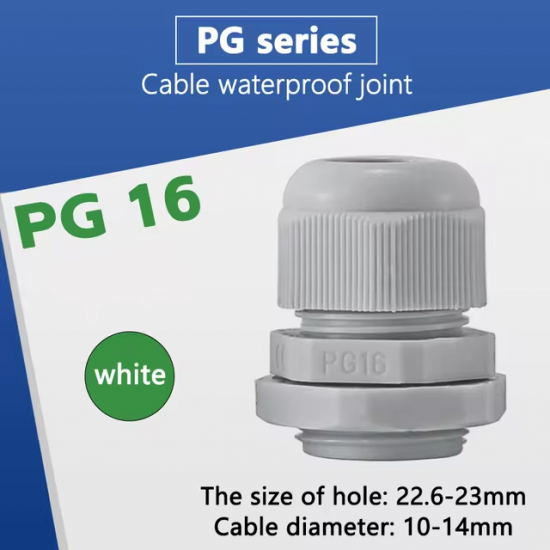 LEYDEN® PG16 Plastic Adjustable IP68 Waterproof Polyamide Cable Glands Plastic Nylon Adjustable Wire Gland White (100Pcs)