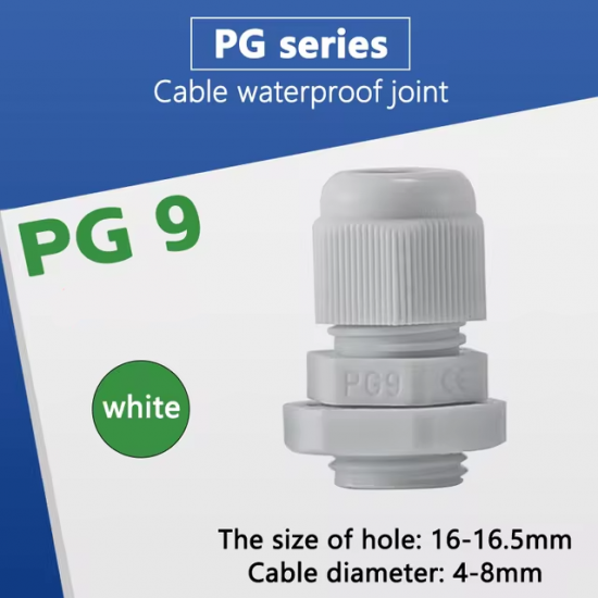 LEYDEN® PG9 Plastic Adjustable IP68 Waterproof Polyamide Cable Glands Plastic Nylon Adjustable Wire Gland White (100Pcs)