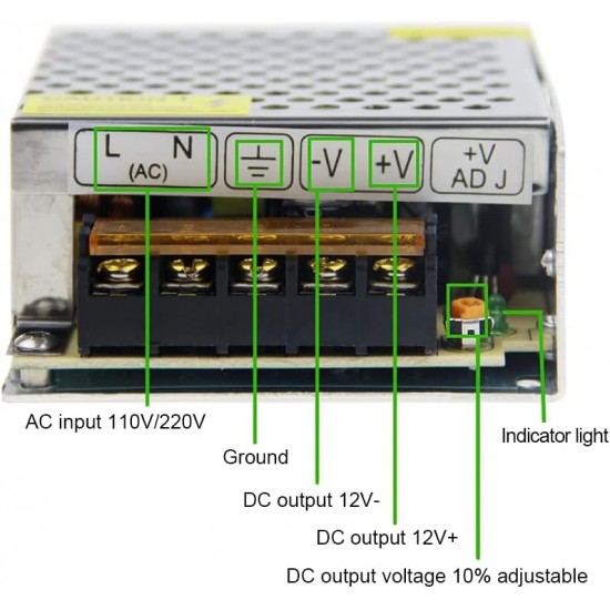 LEYDEN® 12V 5A 60W Power Supply Adapter Universal Regulated Switching Transformer AC110V to DC 12V 5amp Converter LED Driver for LED Strip Light CCTV Camera Security System