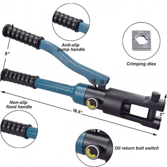 LEYDEN® YQK-300 Hydraulic Crimping Tool 10-300mm² for Copper, Aluminum Terminal Pliers YQK-300 Hydraulic New Manual Hydraulic 16-Ton Pressure Crimper For Cable Lugs Termination