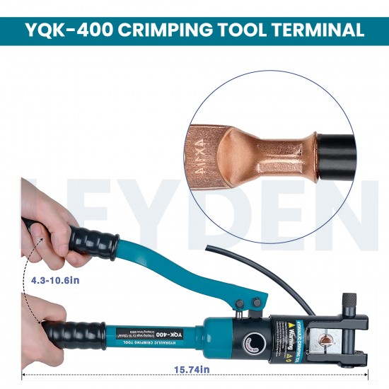 LEYDEN® YQK-400 Hydraulic Crimping Tool 10-400mm² for Copper, 10-300mm² for Aluminum Terminal Pliers, 20 Ton Pressure New Manual Hydraulic Crimper